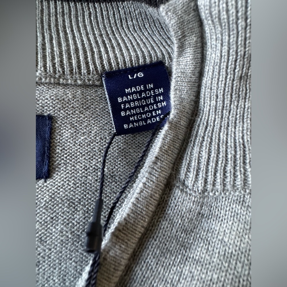 NWT Chaps Men’s Light Gray Heather Pullover Cotton Long Sleeve Sweater - Picture 7 of 7